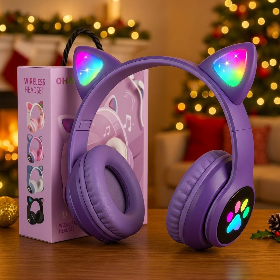 Cat Ear Wireless Bluetooth Headphones for Girls