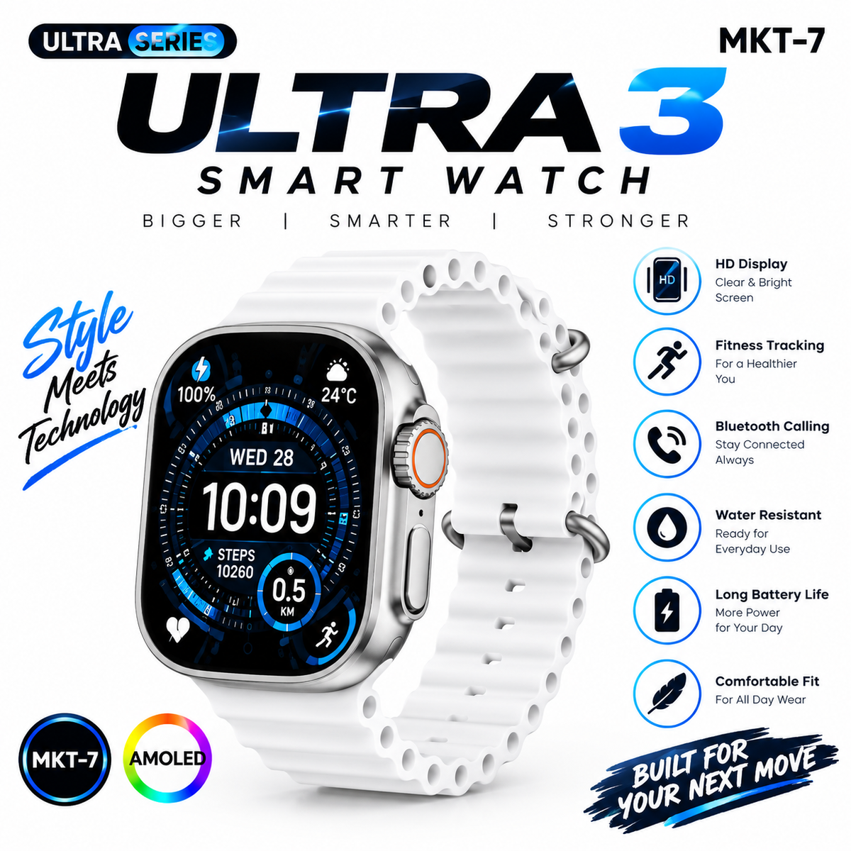 Ultra 3 Smartwatch MKT-7 Premium Quality